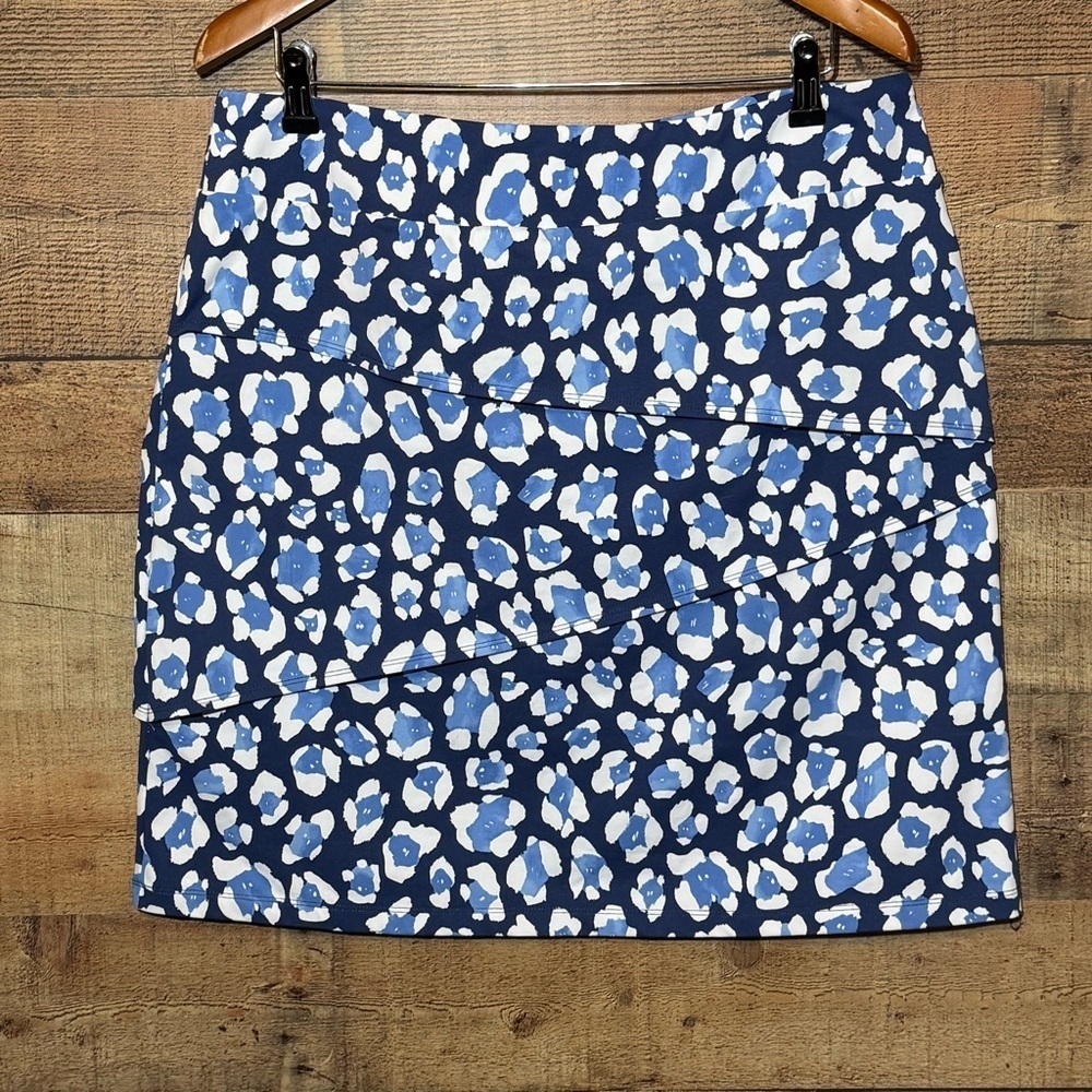 J. McLaughlin Nicola Skirt Blue Animal Print size XL Catalina Cloth